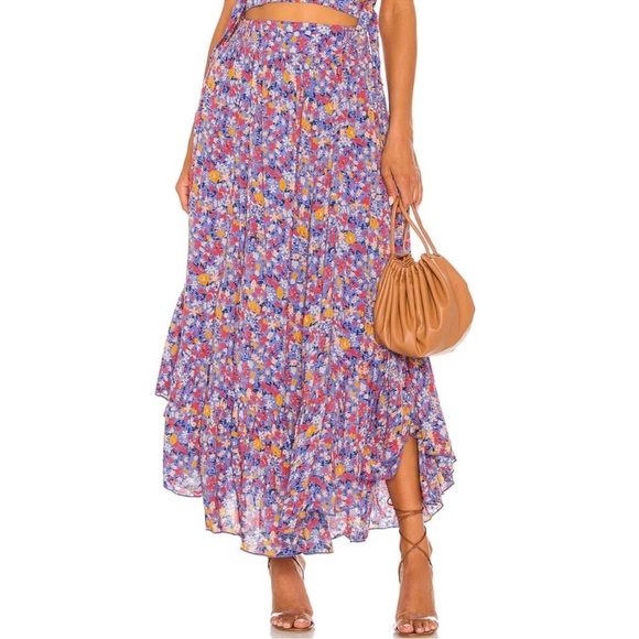 Free People Dresses & Skirts - Free People Pretty Daze Maxi Skirt Floral Multicolor Pockets Flowy Boho Size S